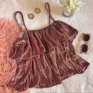 MADEWELL Crushed Pink Velvet Cami Ruffle Tank, S